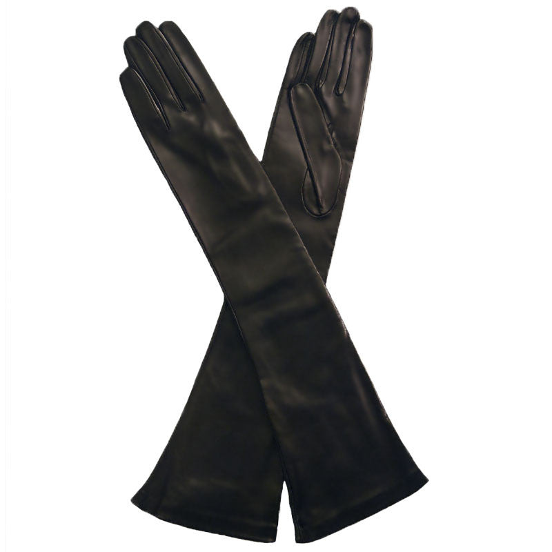 Elbow Solo Classe black Gloves – Length Leather Silk lined Opera Long