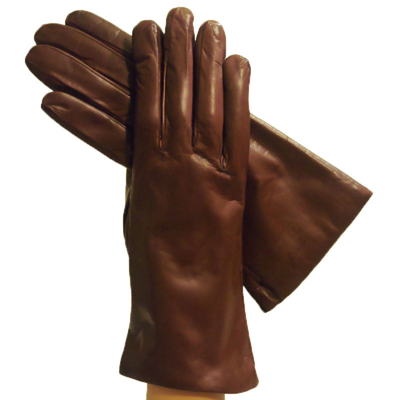 Italian Leather Gloves For Women Ladies Cashmere Lined Solo Classe   GF0007 Brown Lg 